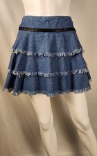 Handmade Tiered Raw Edge Denim Mini Skirt 80s/90s/Y2k/Grunge/Retro L