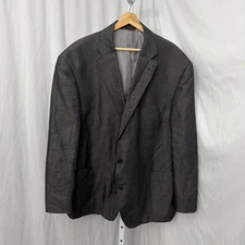 Oak Hill Blazer Mens 2XL 50 52 R Linen Blend Dark Gray Sport Coat Classic 
