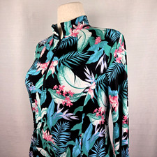 Tommy Bahama Golf 1/4 Zip Pullover Women's Medium Top Kangaroo Pocket Floral