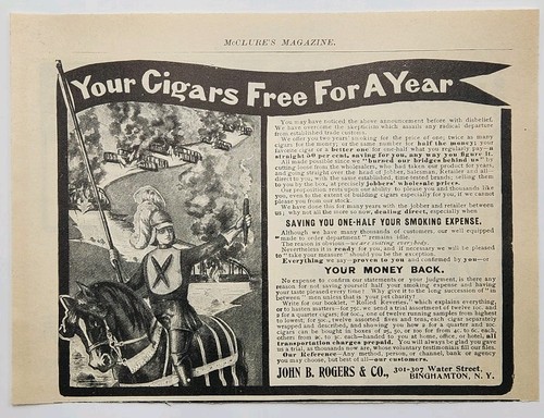 1902 John B Rogers Cigars Vintage Original Print Ad Binghamton New York NY