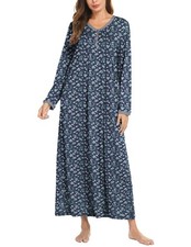 Ekouaer Womens Long Sleeve Nightgown Sleepwear Dress S-4XL