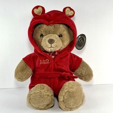 FAO Schwarz Valentines Teddy Bear Red Robe Heart Pajamas Plush 12  