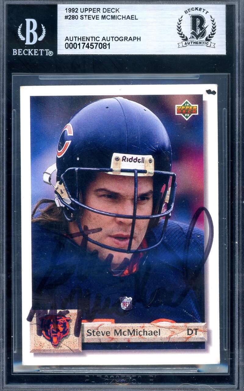Steve McMichael Beckett BAS Signed 1992 Upper Deck Autograph