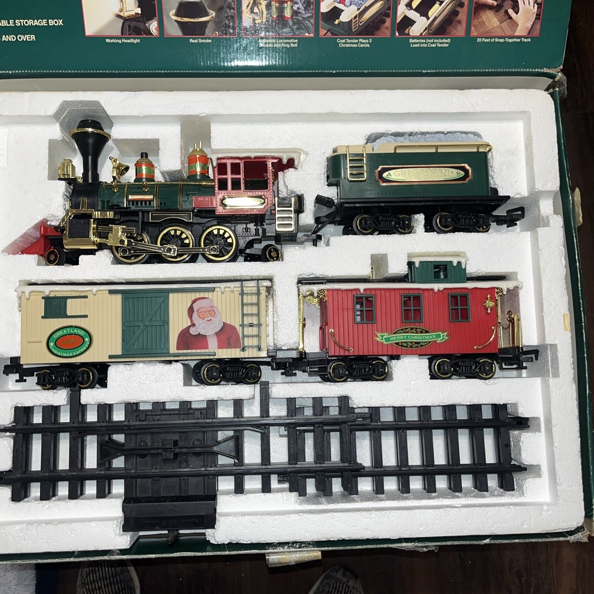 New Bright G Scale Greatland Christmas Steam Locomotive Set EX/Box