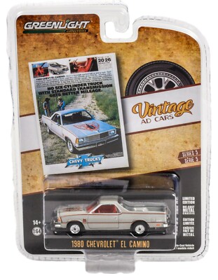 1:64 GreenLight *VINTAGE AD CARS 5* Silver 1980 Chevrolet El Camino *NIP*