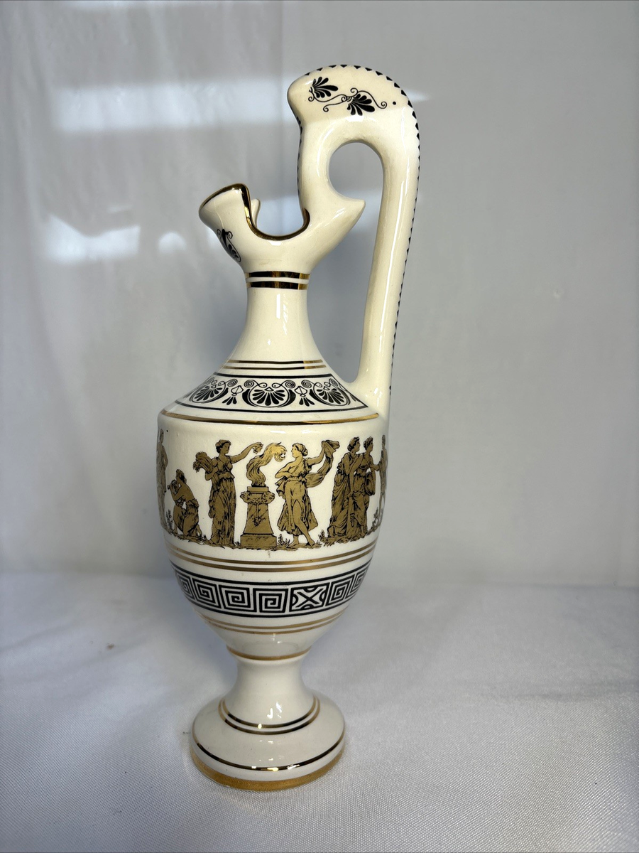 アンティーク　GREECE 飾り Vintage Lambrou Bros Hand Made in Greece White with 24k Gold