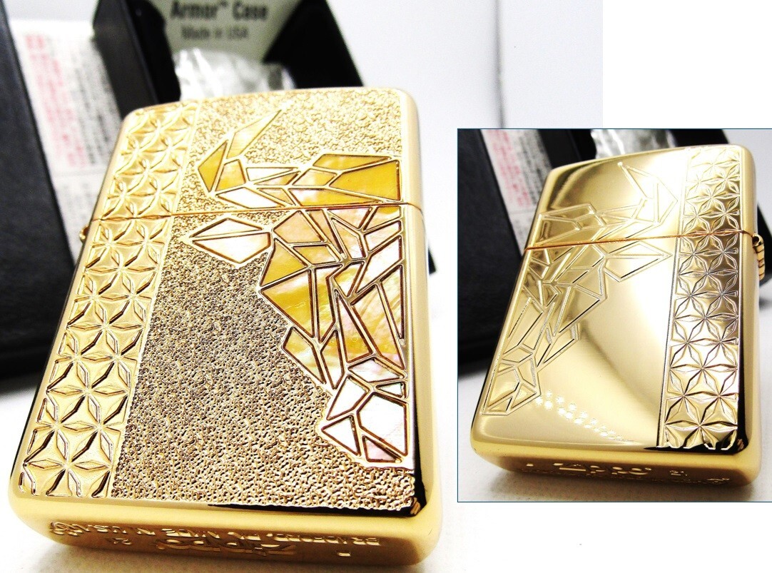 Armor BULL Shell Inlay Buffalo Double Sides ZIPPO Limited Gold