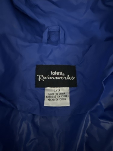 Vintage Totes Womens Blue Vinyl Rain Coat Size Large New With Tag - Picture 8 of 8