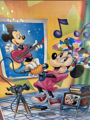 Vintage 1986 Framed Minnie & Mickey Mouse Disney Karaoke Music