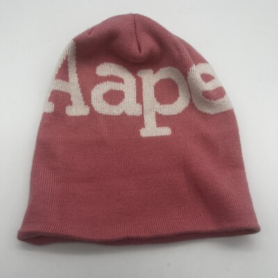 NWT BAPE Beanie A Bathing Ape Beanie Knit Large Logo AAPE Hat Pink