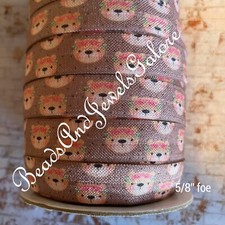 Bear foe inspired bear elastic bear hair ties bear favors flower bear foe-5/8