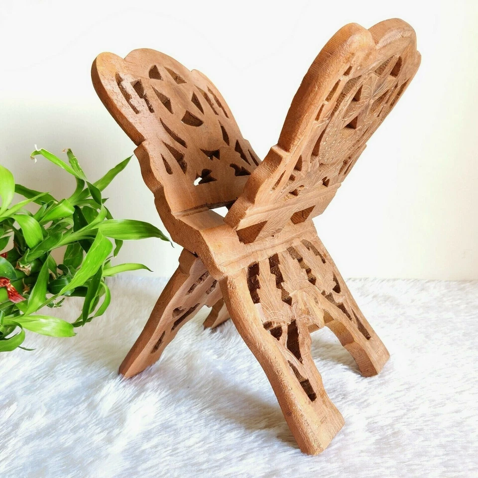 Vintage FloralArt Crescent Star Holy Book Keeping Wooden Folding book Stand W560 - Image 2 of 4