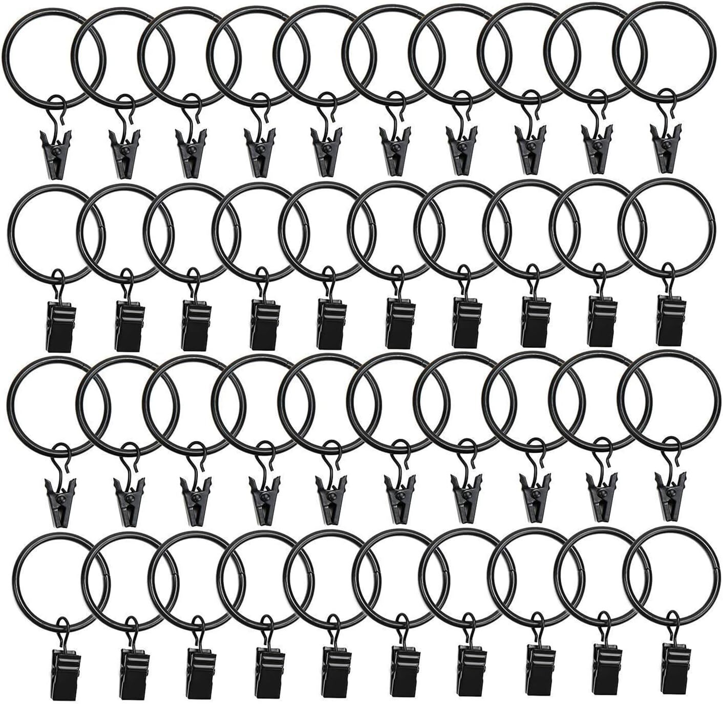 40 Pack Curtain Clips with Rings Metal Rustproof Curtain Rings Window Vintage
