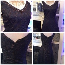 Monsoon Bala Blue Gold Embellished Dress Size 8 Bnwt Away