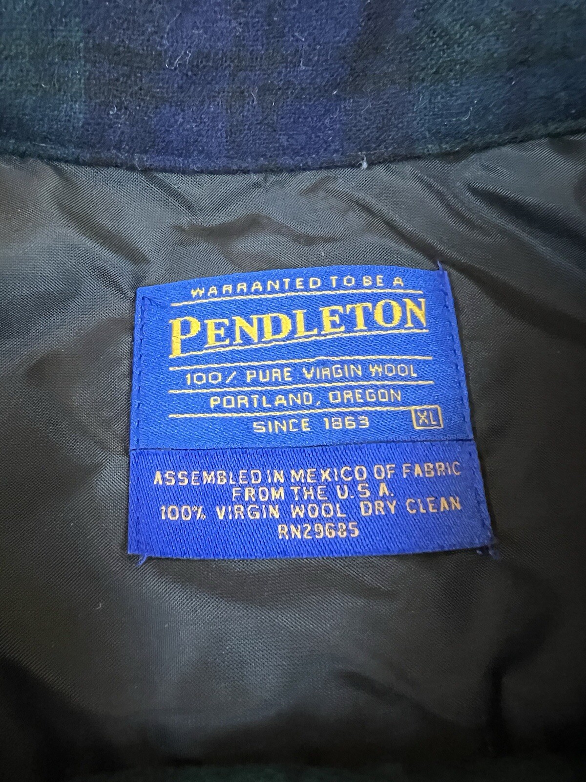 Pendleton Board Shirt Plaid Wool Loop Collar Vint… - image 6