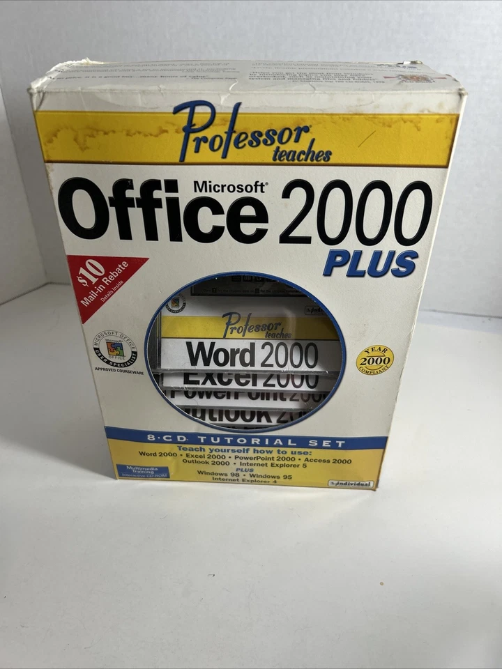 Microsoft Office 2000 PLUS - Professor Teaches - Juego de 8 CD NUEVO NOS Foto 2 de 4