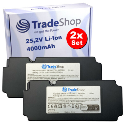 2x Li-Ion Akku 25,2V 4000mAh für viele Yard Force, Mr. Gardener, Meec Rasenmäher