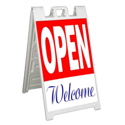 OPEN WELCOME Signicade 24x36 Aframe Sidewalk Sign Banner Decal GREETINGS