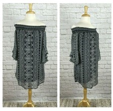 City Triangles Off The Shoulder Mini Dress 3/4 Flutter Sleeves Flowy Bohemian S