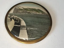 Vintage Compact Mirror "The Rock of Gibraltar" 3 1/4" Made in England ?