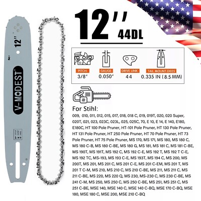 12'' Chainsaw Bar And Chainsaw Chain Blade 3/8''LP .050''Gauge 44DL for STIHL