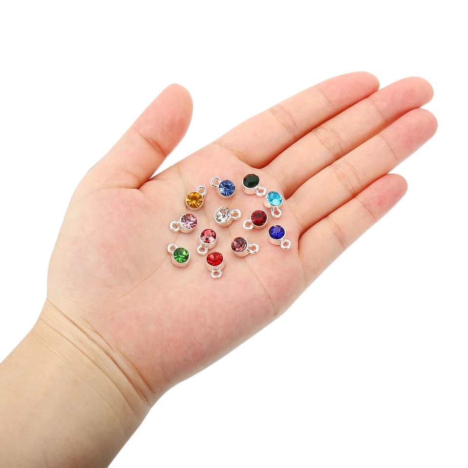 60 piezas Dije Piedra de Nacimiento Piedra de Nacimiento Cuentas Cristal Pulsera Colgantes Multicolor Foto 4 de 4