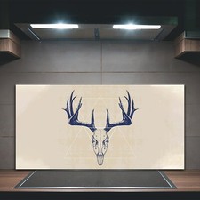 K&uuml;chenr&uuml;ckwand Spritzschutz Glas 100x50 Bild Hirsch Tier Sch&auml;del Bild Dreiecke