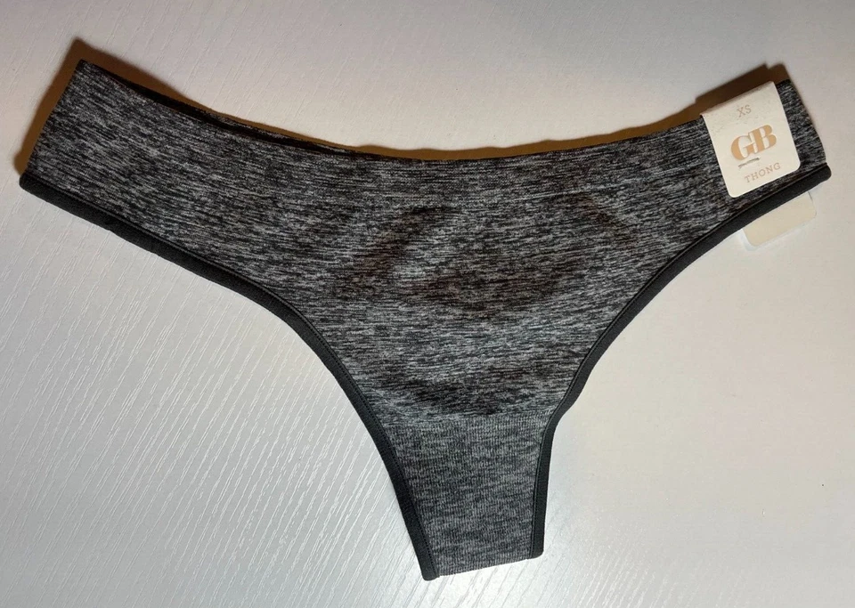 Lot/8 Juniors Seamless Thong Panties, Heather Grey / Blue Size XS - Image 4 of 4