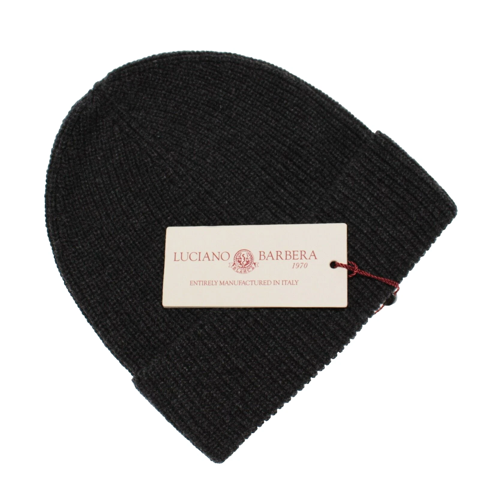 Luciano Barbera NWT Knit Beanie Hat Size 50 US M in Gray 100% Cashmere
