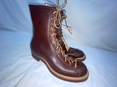 VTG 60s 8 ENDICOTT JOHNSON RANGER LEATHER LACE TO TOE MONKEY