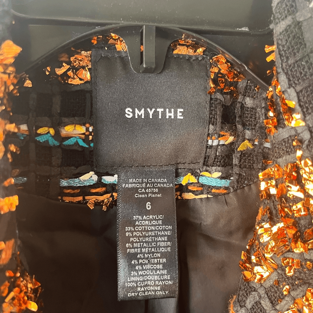 Smythe NEW Metallic Tweed Multicolor Notch Collar Boxy Smythe NEW Metallic Tweed Multicolor Notch Collar Boxy