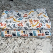 Aden  Anais Zutano Cotton Muslin Geometric  Doggies Baby Swaddle Blanket Rare