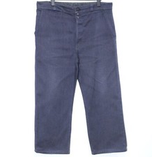 French 1960s Grey Thick Cotton Pique Work Chore Pants DUBURE  DEVERCHERE W37