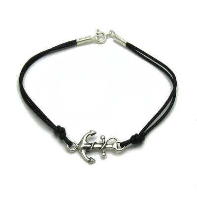 Sterling Silber Armband gestempelt massiv 925 Anker mit Naturleder Kaiserin