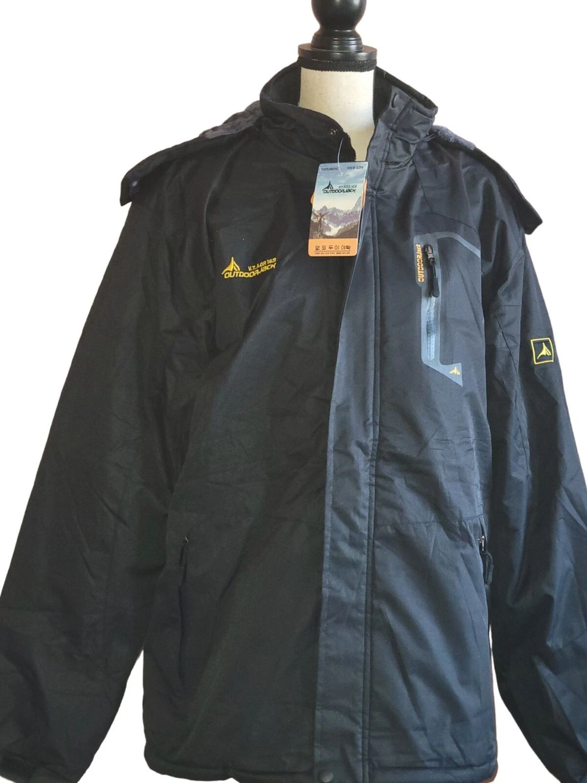 Men's Winter Parka Set USA Size XXL With Hood Waterproof Gloves, hat, socks