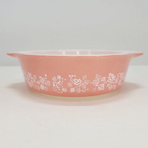 Vintage Pyrex Gooseberry Casserole Dish 4711 Pink Cook Ware Kitchen 6-1/4 Inch - Picture 2 of 11