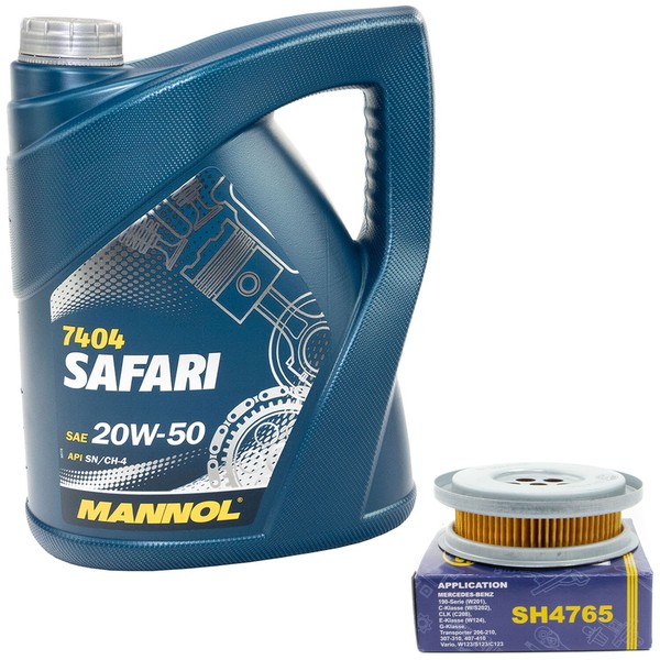 MotoröL Set 20W-50 5 Liter + ÖLfilter SH 4765 FüR Mercedes 190 124 E-Klasse Puch-image