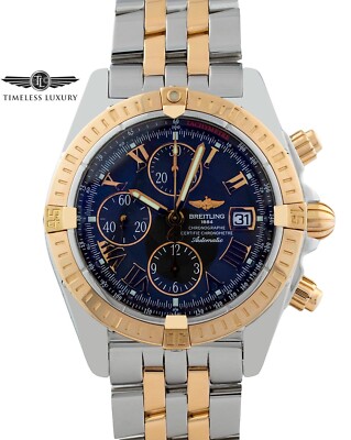 Breitling Chronomat Evolution C13356 Steel & Rose Gold 44mm Black Dial Box&Paper