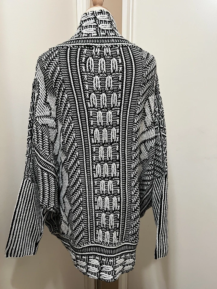 Кардиган вязаный Larry Levine Chunky Cable черный размер L - Изображение 3 из 4