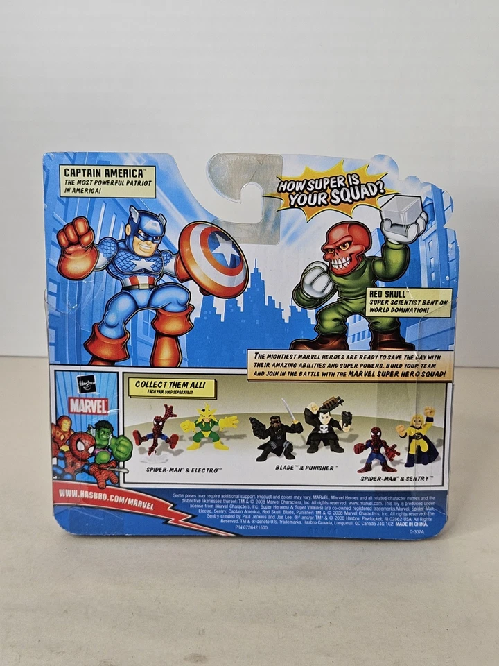 Marvel Super Hero Squad Capitán América y Calavera Roja Figuras de Acción Paquete de 2 2008 Foto 4 de 4