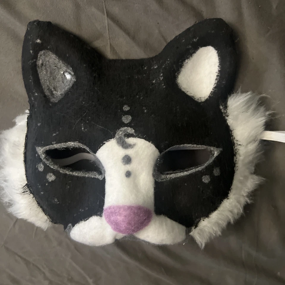Halloween Therian Cat Mask-black And White Moon Cat - Image 3 of 4