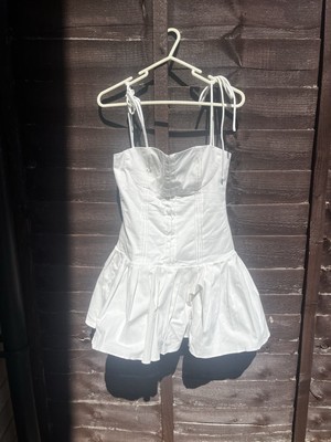 DUPE House of CB MARCY White Pleated Mini Dress UK