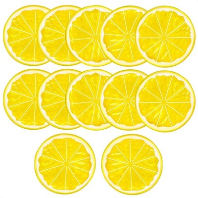 12Pcs Fake Lemon Slices Artificial - Fruit Party Decorations Yellow 