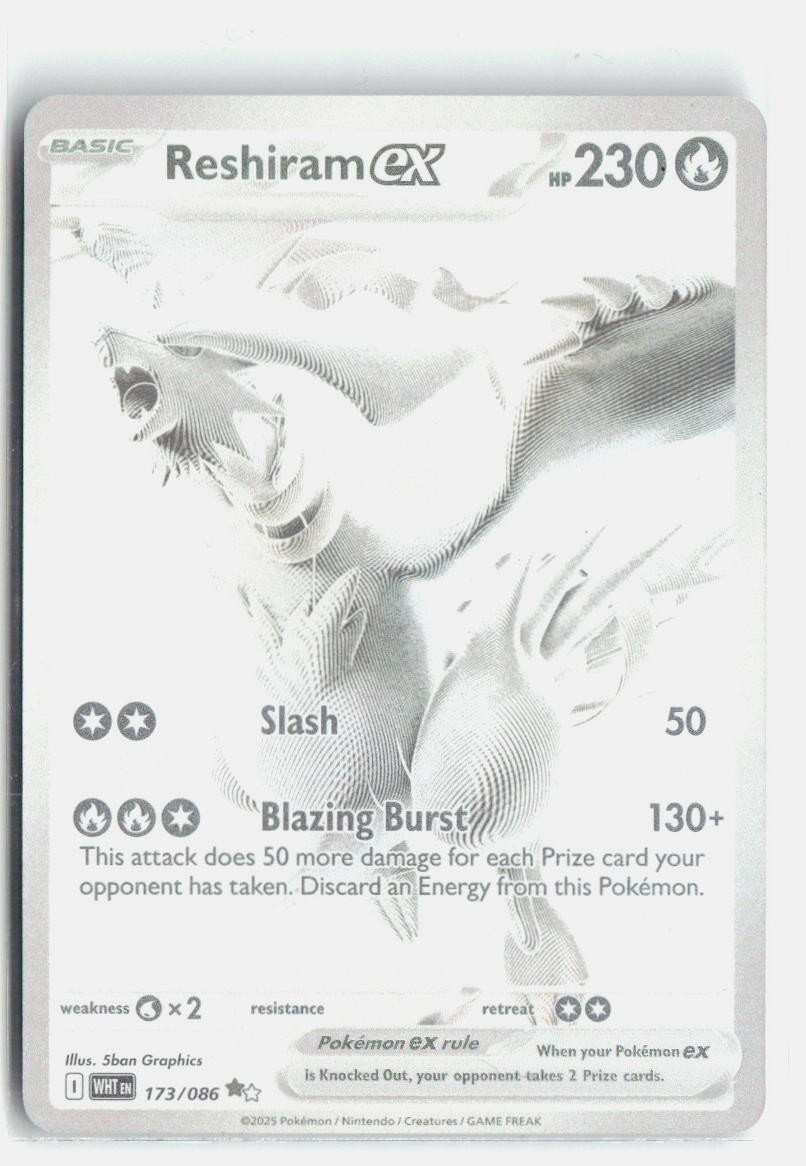 Reshiram ex [WHT - 173/086] Black White Rare Holofoil NM SV: White Flare