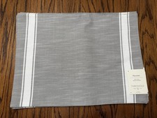 6 Pack Threshold Cotton Placemat Gray White Stripe 14x19 NWT