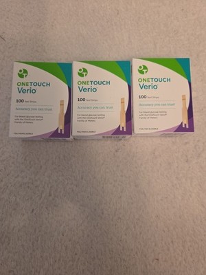  ONE TOUCH VERIO Test Strips  (Box Of 100) Lot Of 3 (300 Strips) EXP 03/2027 #3