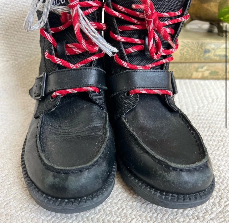 Botas Polo by Ralph Lauren Ranger negras de cuero con cordones talla 6 juveniles Foto 4 de 4
