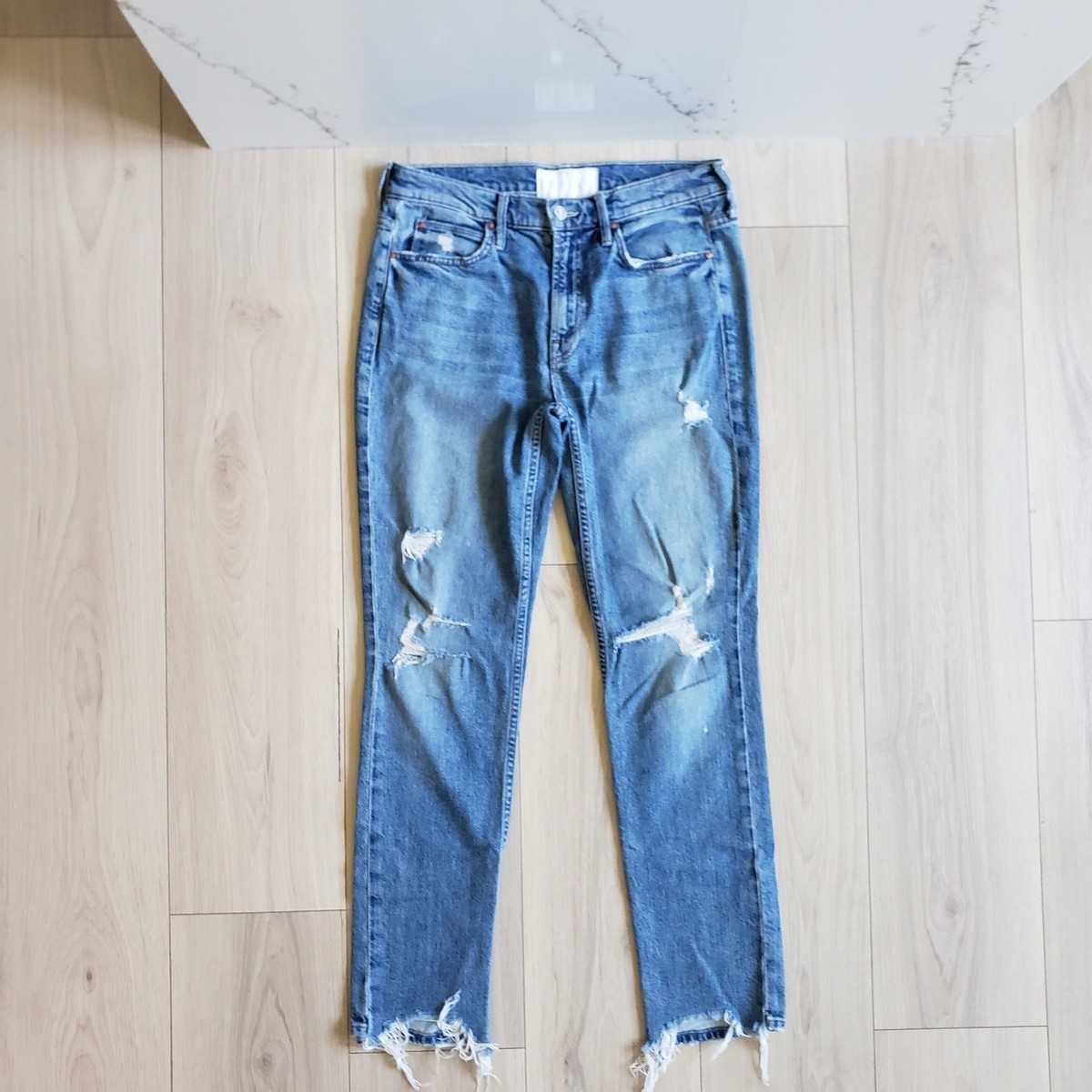 Mother Jeans Womens 27 Blue High Waisted Flirt Ankle Fray Skinny 