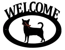 Chihuahua Handcrafted Metal Welcome Sign black silhouette Made in the USA