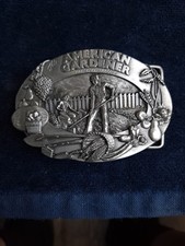 American Gardner Belt Buckle Pewter 1985 Commemorative SN 1523 Siskiyou 3.5x2.5"